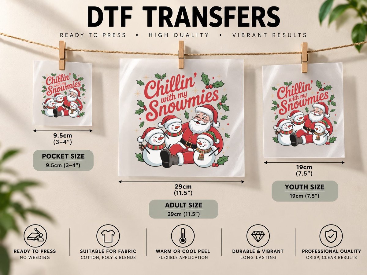 Chillin' with My Snowmies Christmas, Funny Xmas, Xmas Humor DTF Transfer Iron On