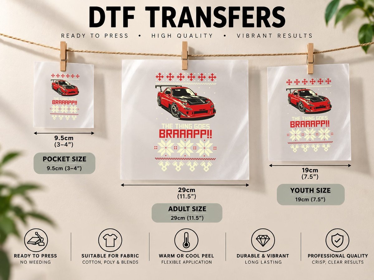 Christmas Braaap the Thing Goes Braaapp Red Pixel Car DTF Transfer Iron On
