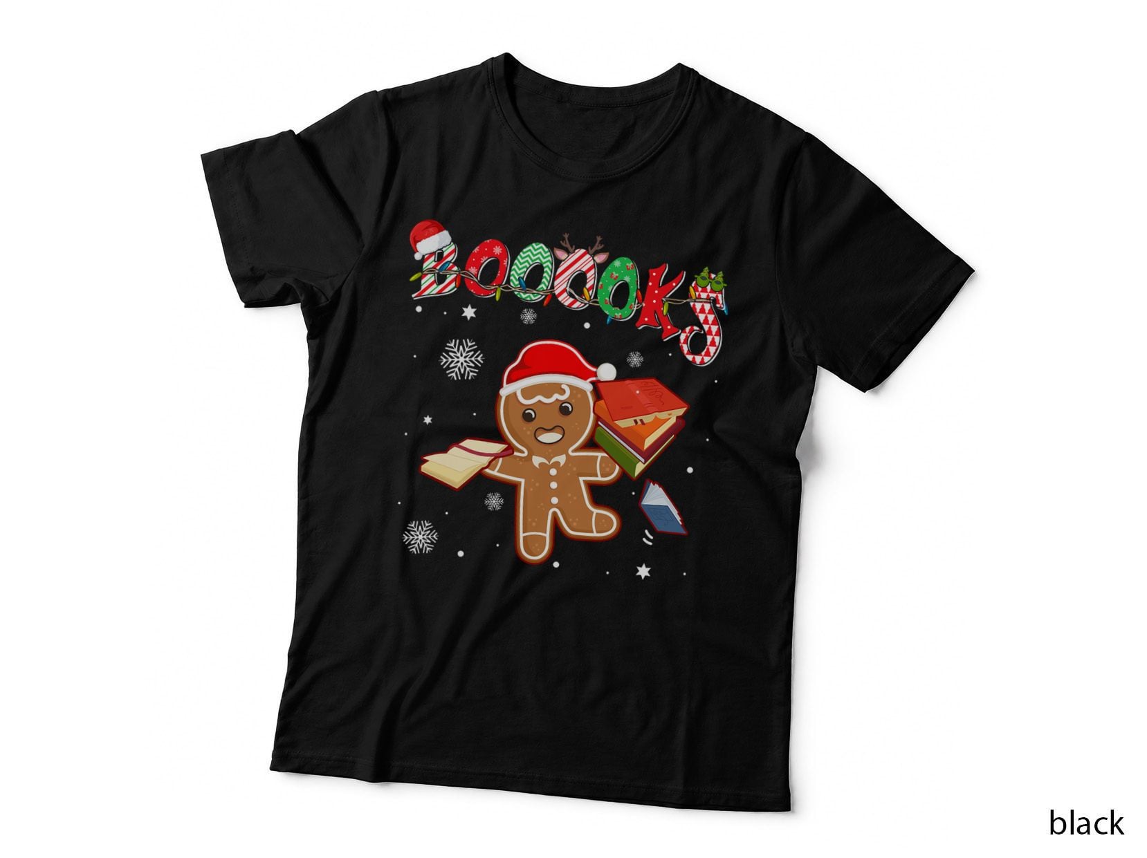 Christmas Gingerbread Books Librarian Reader Reading Teacher T-Shirt
