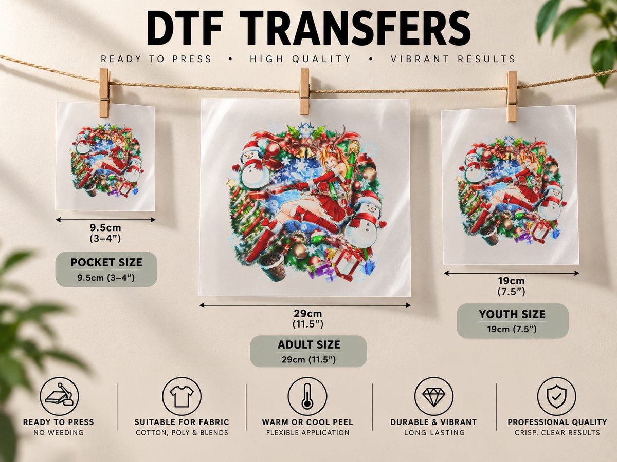 Christmas Holiday Anime Festive DTF Transfer Iron On