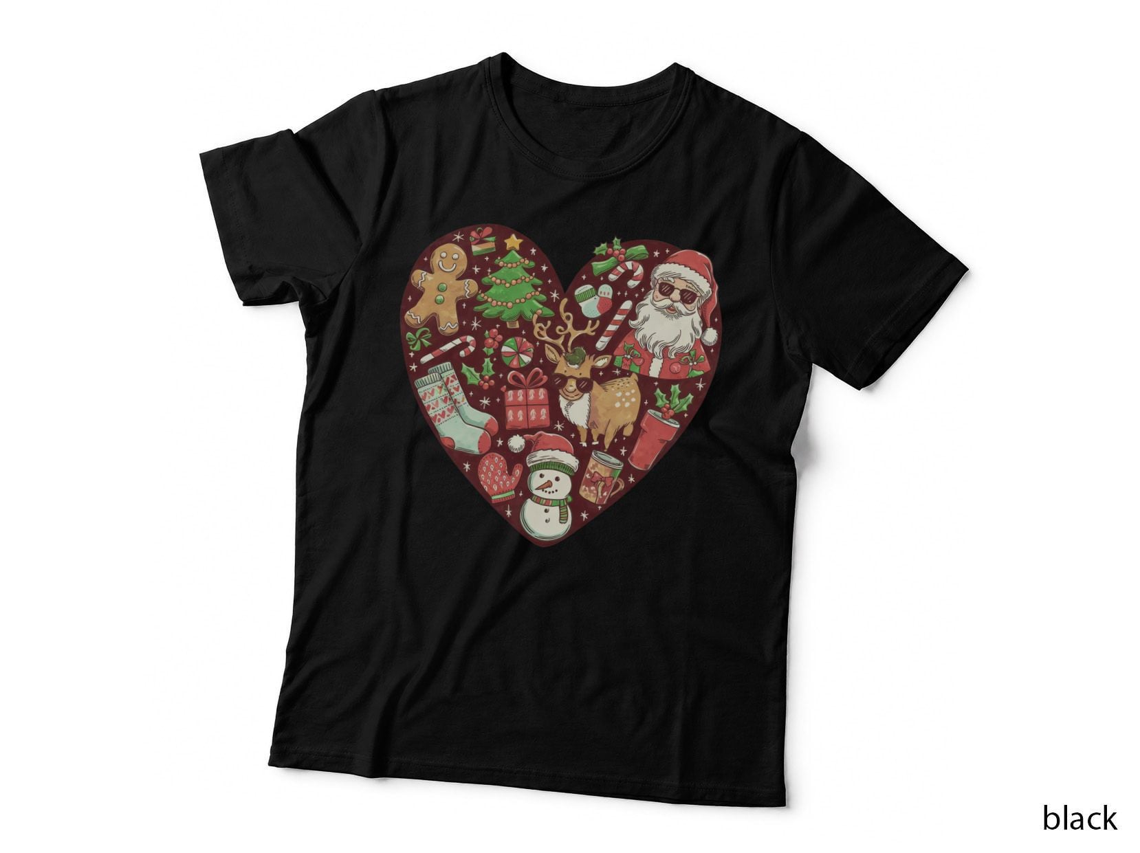 Christmas Icons Heart Christmas T-Shirt, Funny Xmas Graphic Tee
