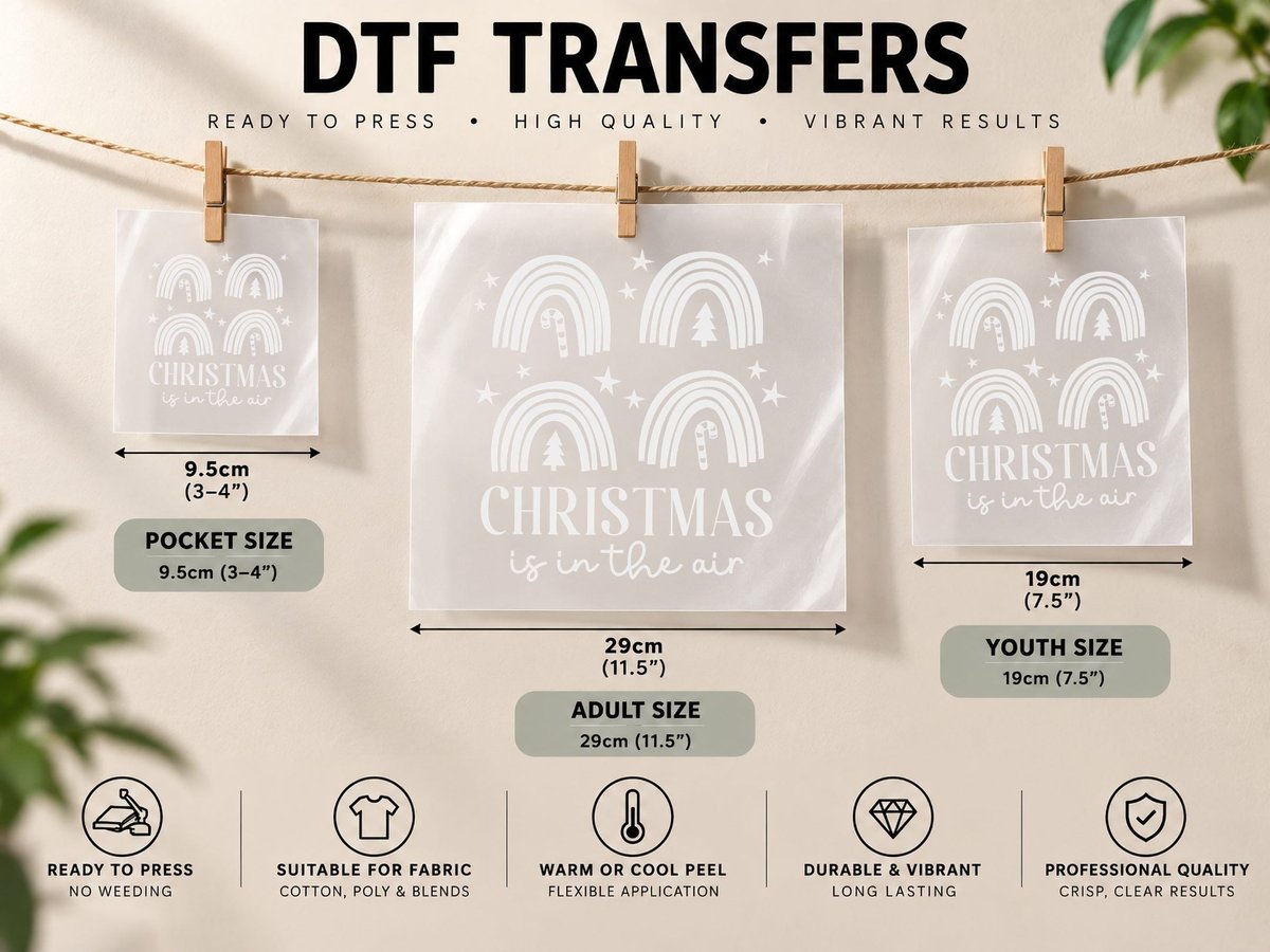 Christmas Is in the Air Boho Floral Quote DTF Transfer Iron On