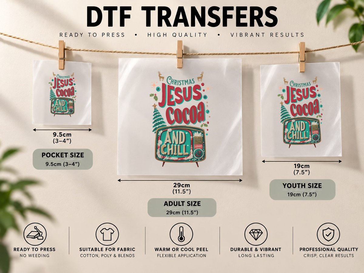 Christmas Jesus Cocoa and Chill DTF Transfer Iron On