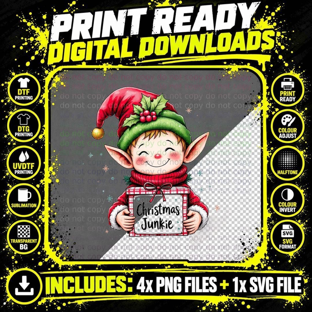 Christmas Junkie Christmas T-Shirt, Funny Xmas Tee Png SVG Digital Bundle