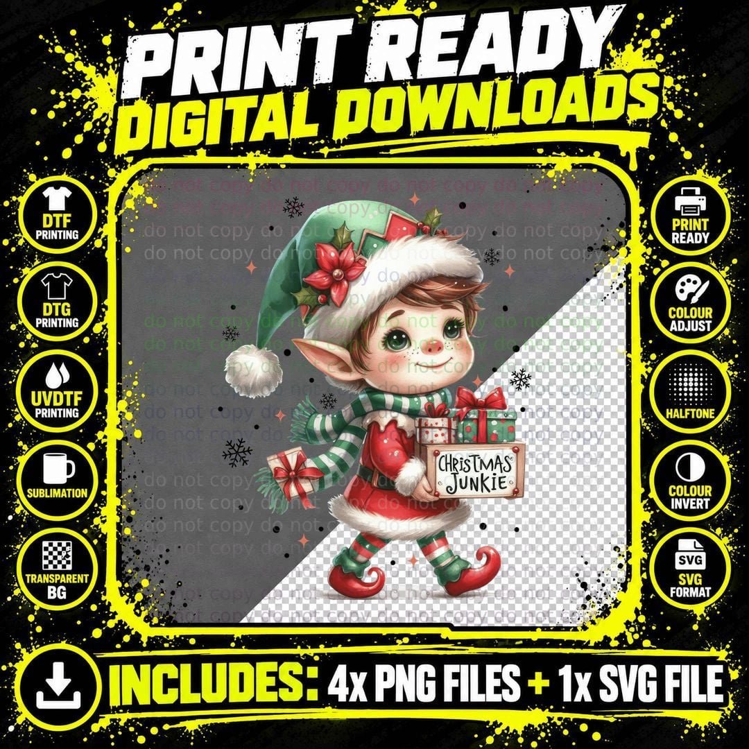 Christmas Junkie Christmas T-Shirt, Funny Xmas Tee Png SVG Digital Bundle