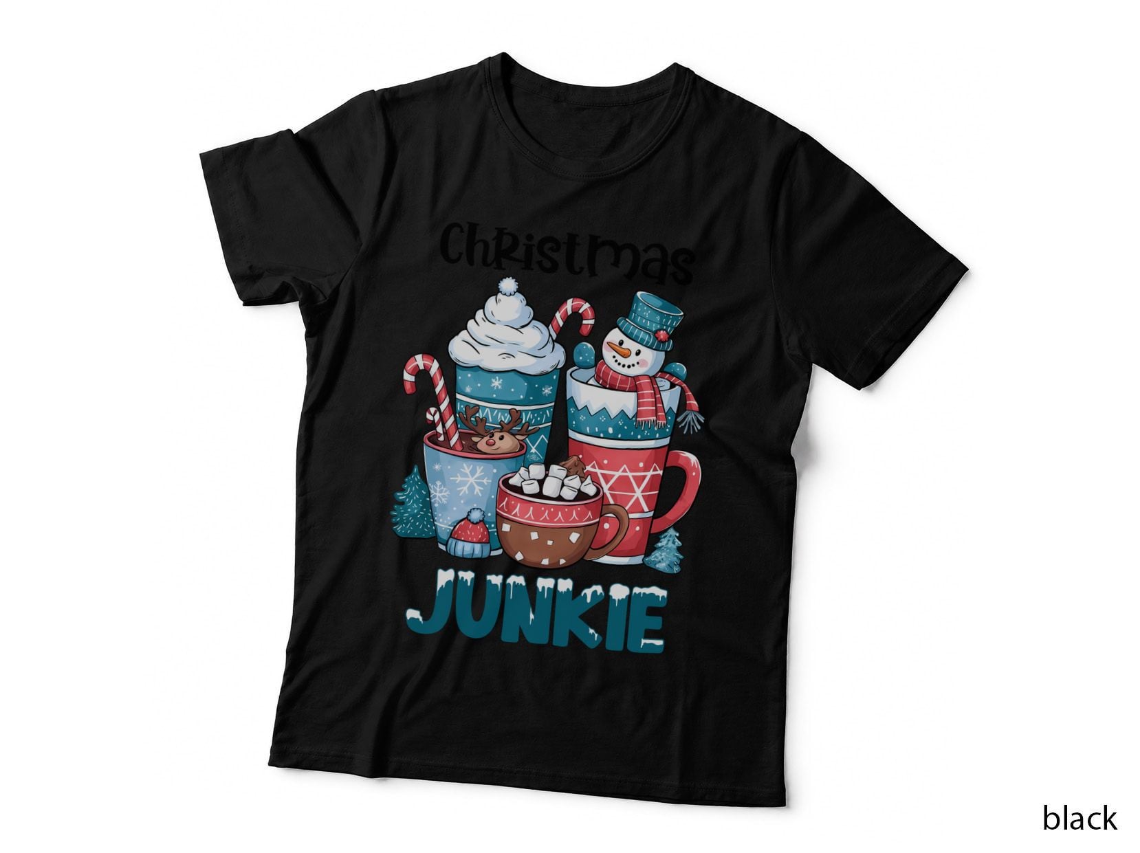 Christmas Junkie Winter T-Shirt, Festive Mugs with Snowman and Graphic Tee