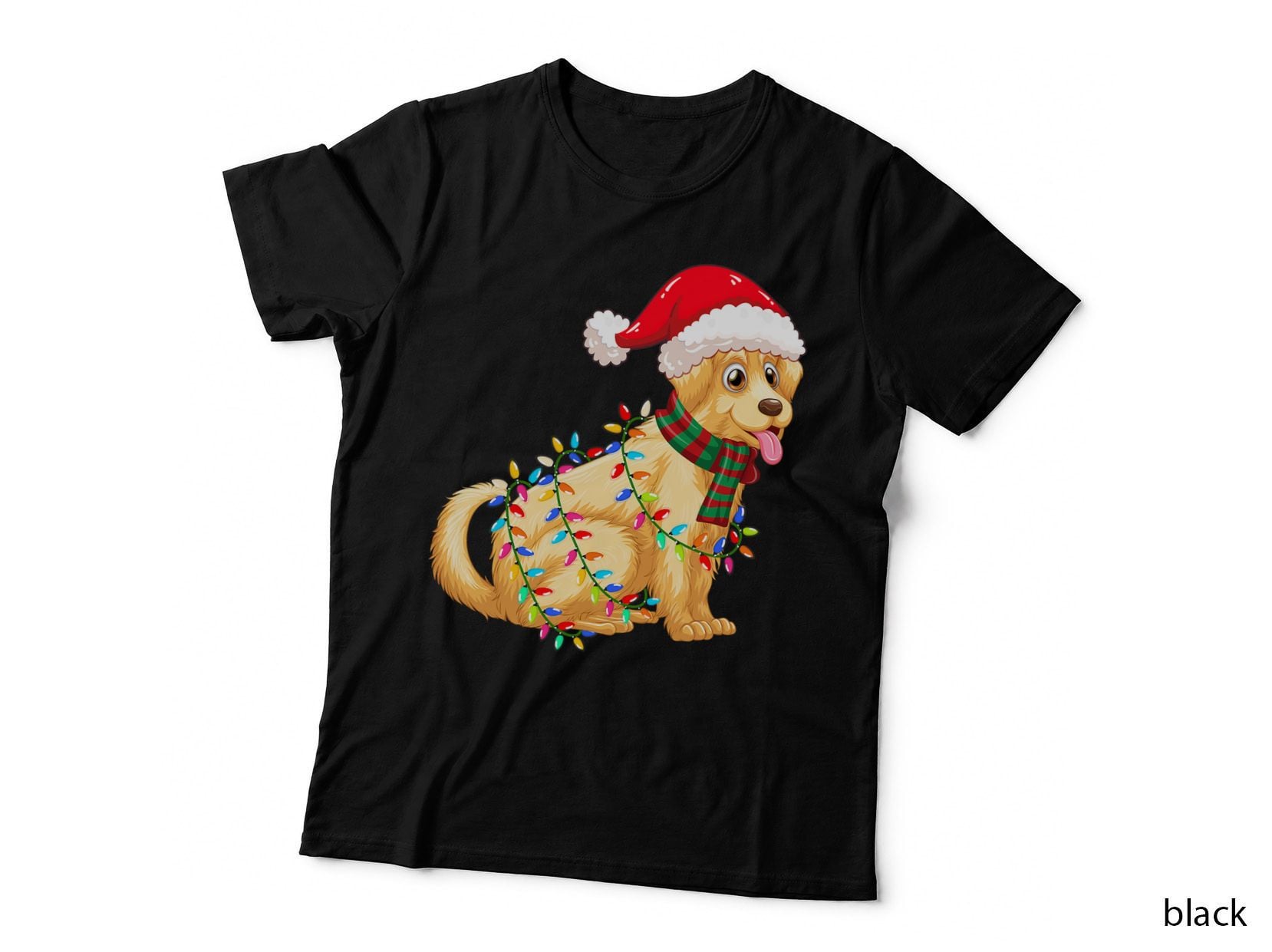 Christmas Lights Dog T-Shirt, Festive Holiday Tee, Gift for Dog Lovers T-Shirt