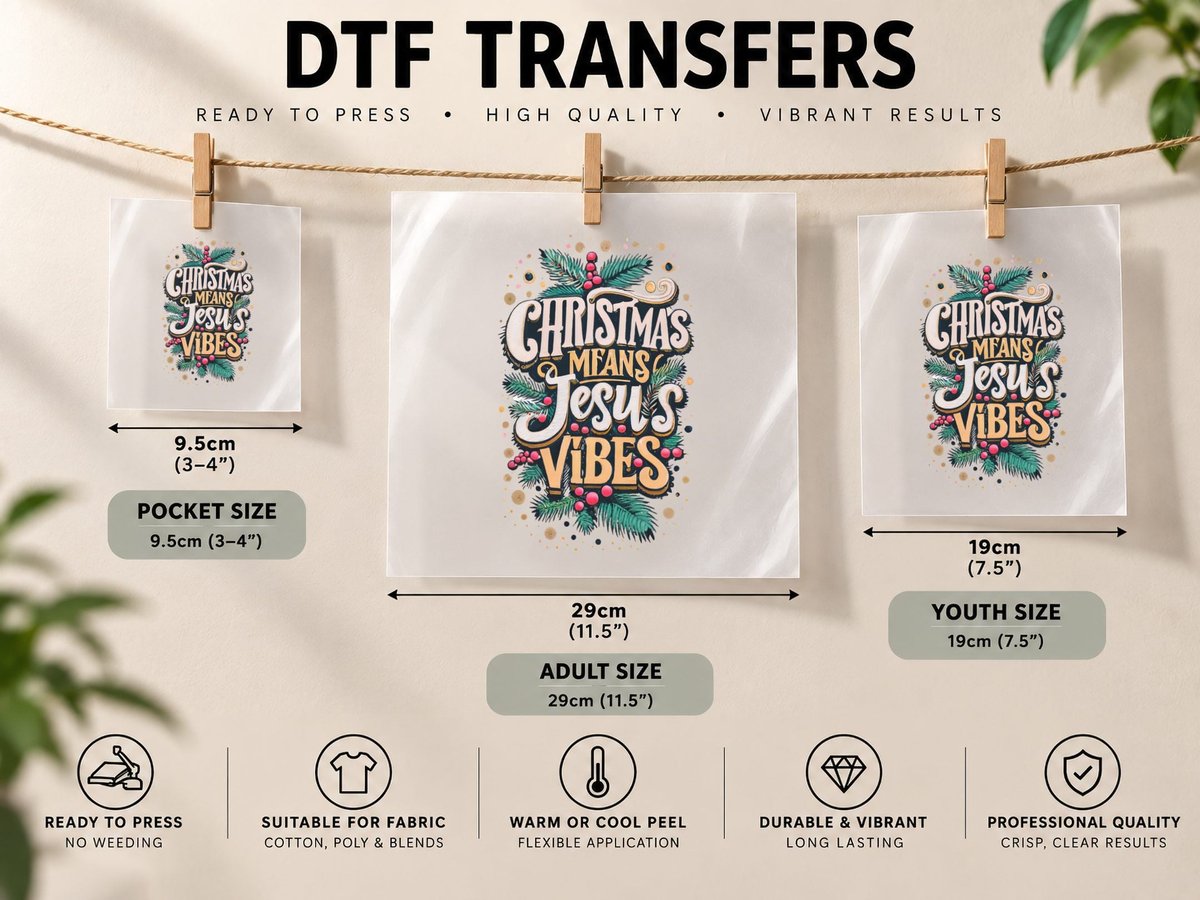 Christmas Mean Jesus Vibes DTF Transfer Iron On