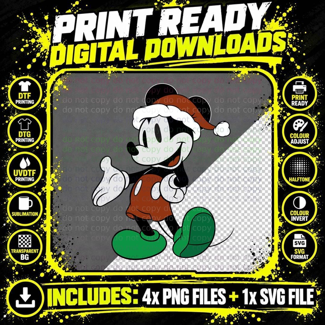Christmas Mickey Mouse, Holiday Gift, Winter, Family Png SVG Digital Bundle