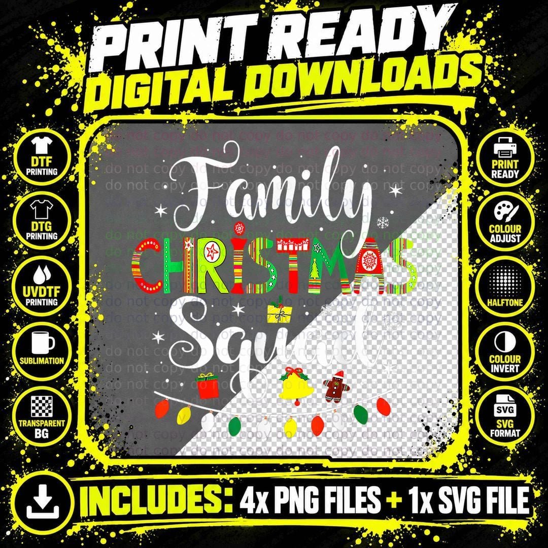 Christmas Morning Squad Xmas Holiday Pajama Matching Png SVG Digital Bundle