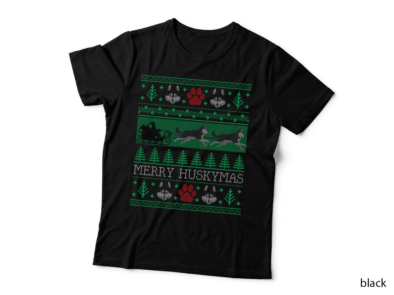 Christmas Siberian Husky Dog Funny Husky Ugly Christmas T-Shirt