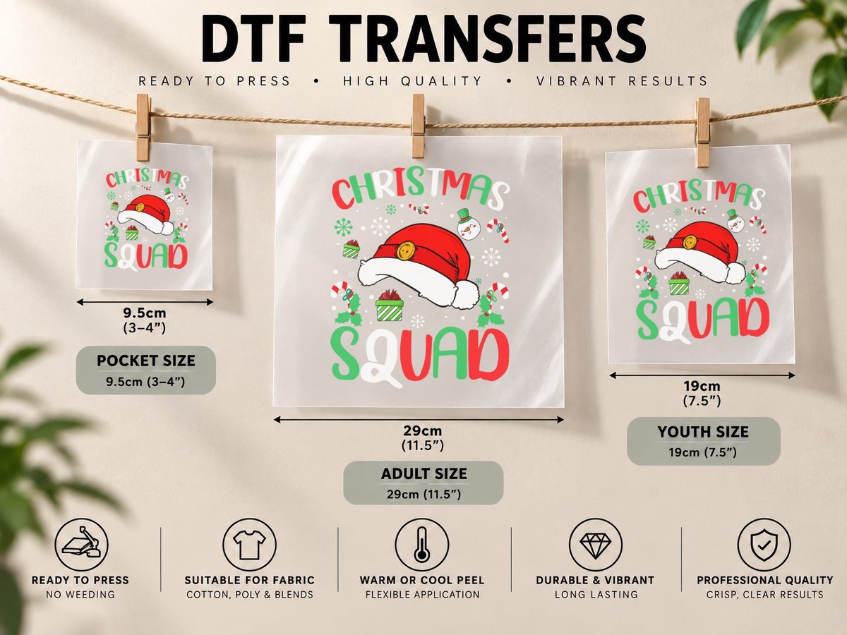 Christmas Squad Family Group Matching Christmas Pajama DTF Transfer Iron On