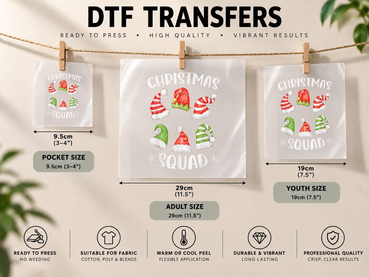 Christmas Squad Family Group Matching Christmas Pajama DTF Transfer Iron On