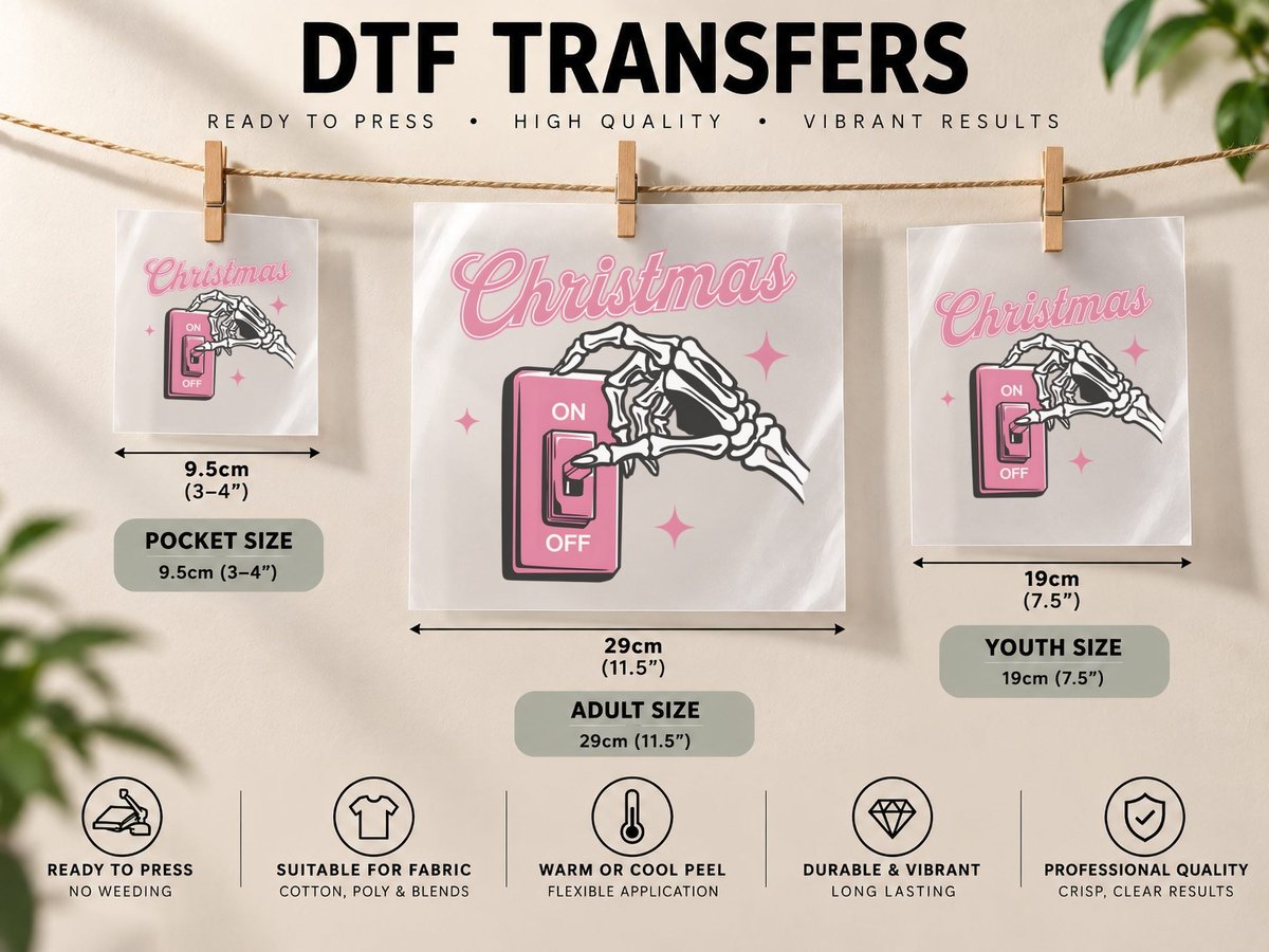 Christmas, Skeleton Hand Flipping Switch Graphic DTF Transfer Iron On