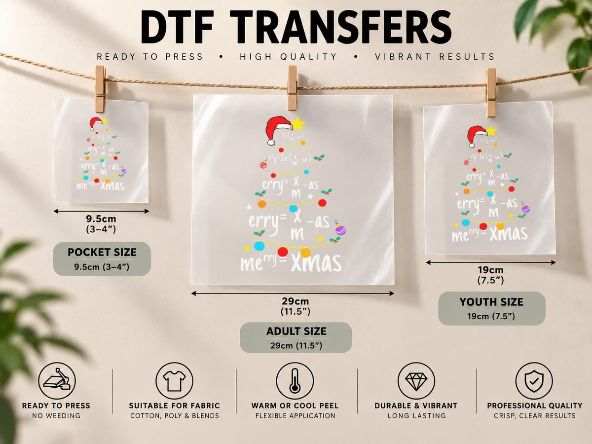 Christmas Tree of Equations Math Nerd Science Teacher Xmas DTF Transfer Iron On