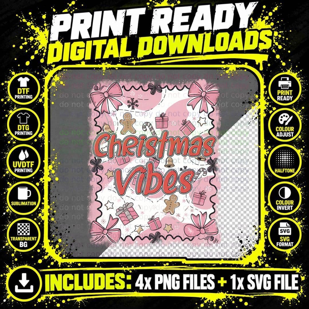 Christmas Vibes Christmas T-Shirt, Funny Xmas Tee Png SVG Digital Bundle