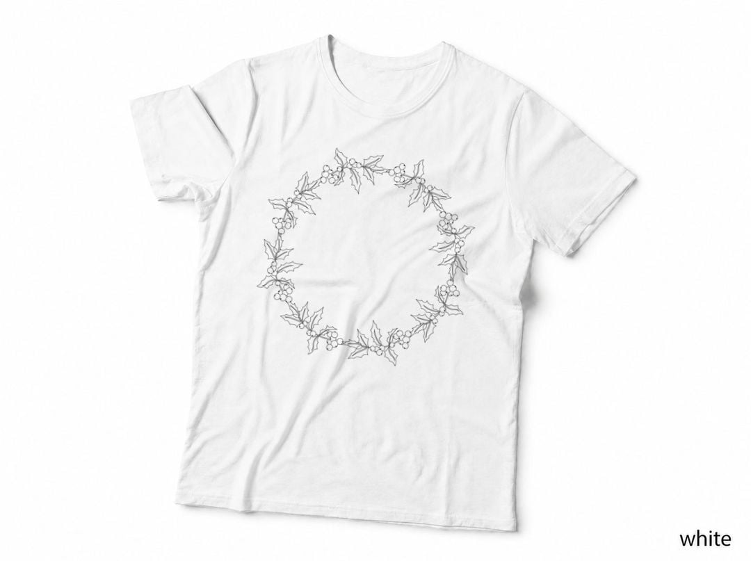 Christmas Wreath with Holly Leaves and Berries Wildflower T-Shirt