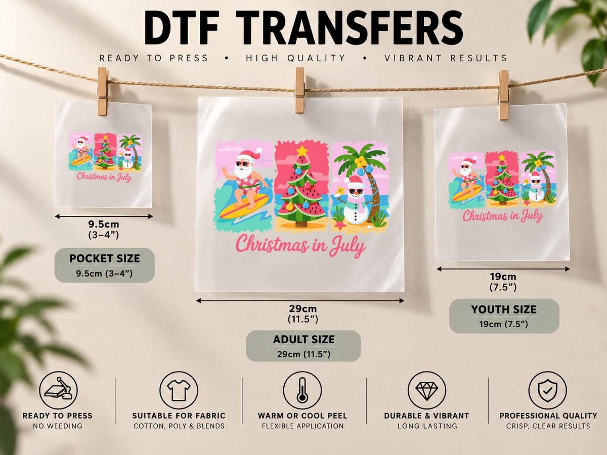 Christmas in July Summer, Christmas July Festive Beach DTF Transfer Iron On