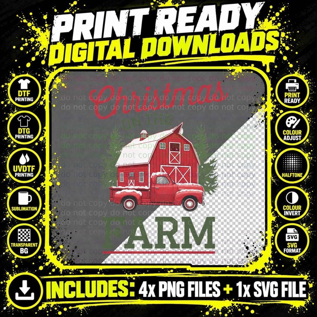 Christmas on the Farm Christmas T-Shirt, Funny Xmas Tee Png SVG Digital Bundle