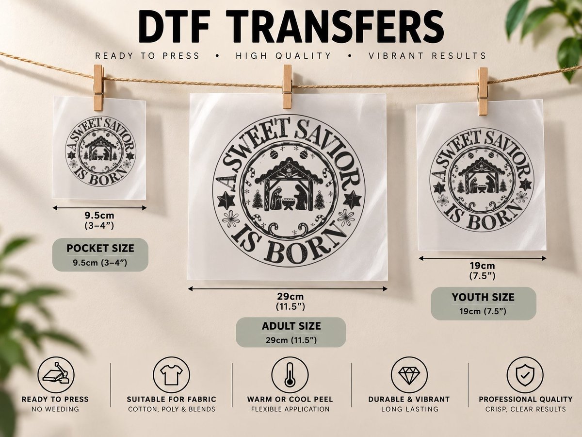Christmas-Ornament-A SWEET Savior IS BORN DTF Transfer Iron On