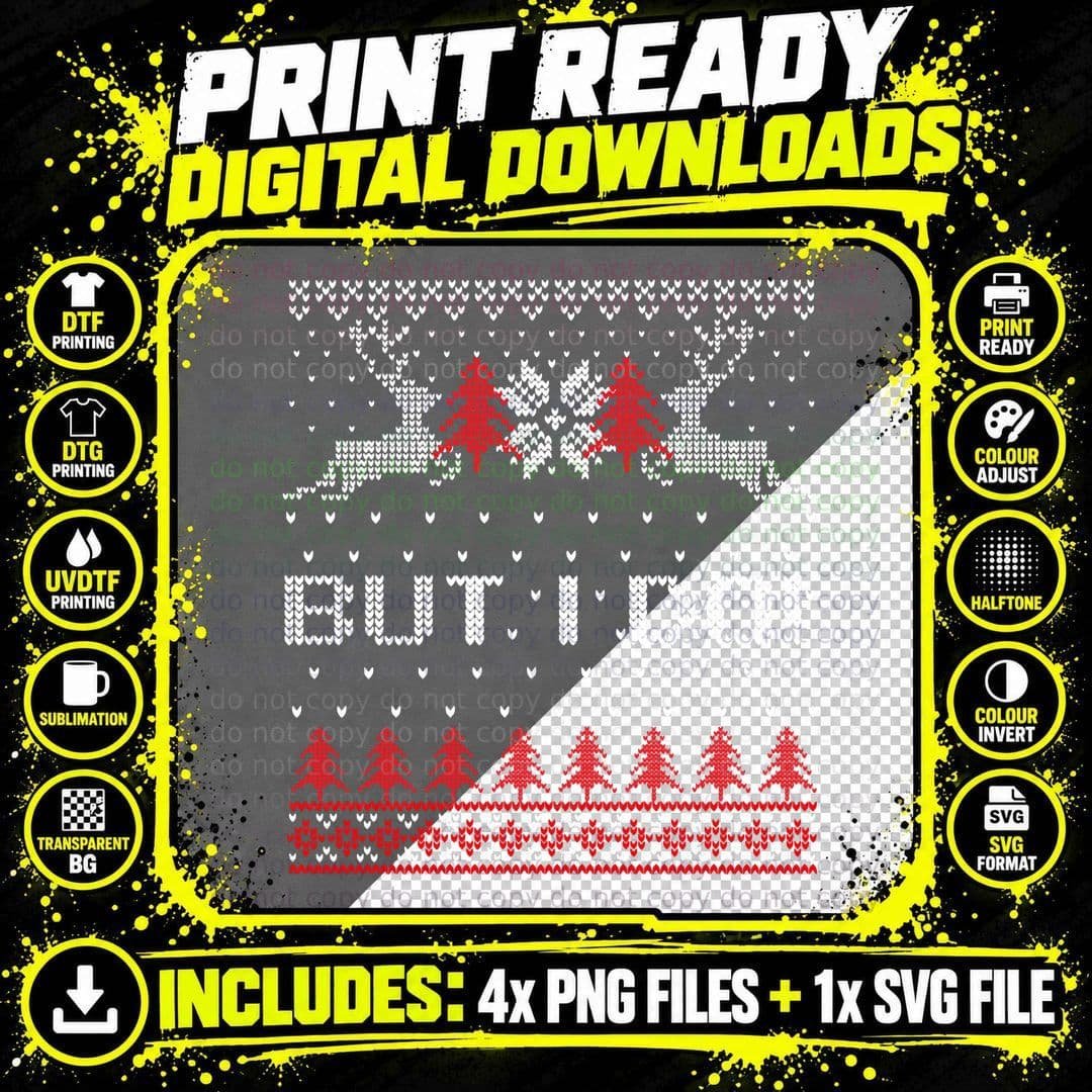 Couples Christmas but I Do I Don't Do Matching Sweaters Png SVG Digital Bundle