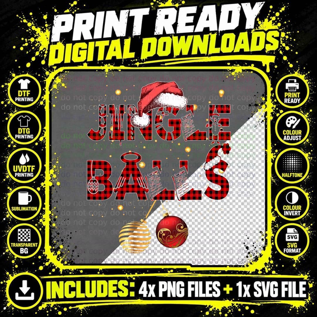 Couples Matching Jingle Balls Tinsel Tits His and Hers Png SVG Digital Bundle