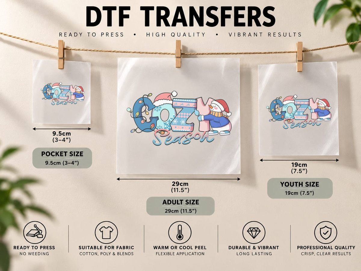 Cozy Season Winter Design, Cozy Winter Snowman Scene DTF Transfer Iron On