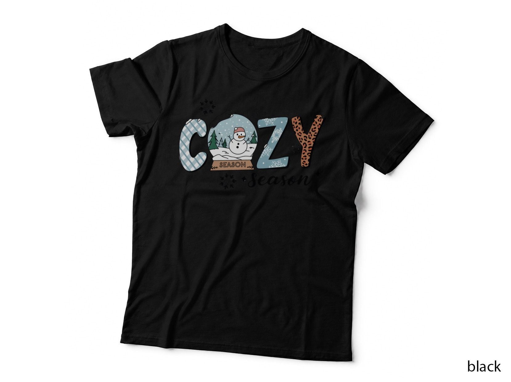 Cozy Season Winter T-Shirt, Winter Snow Globe with Snowman Graphic Tee