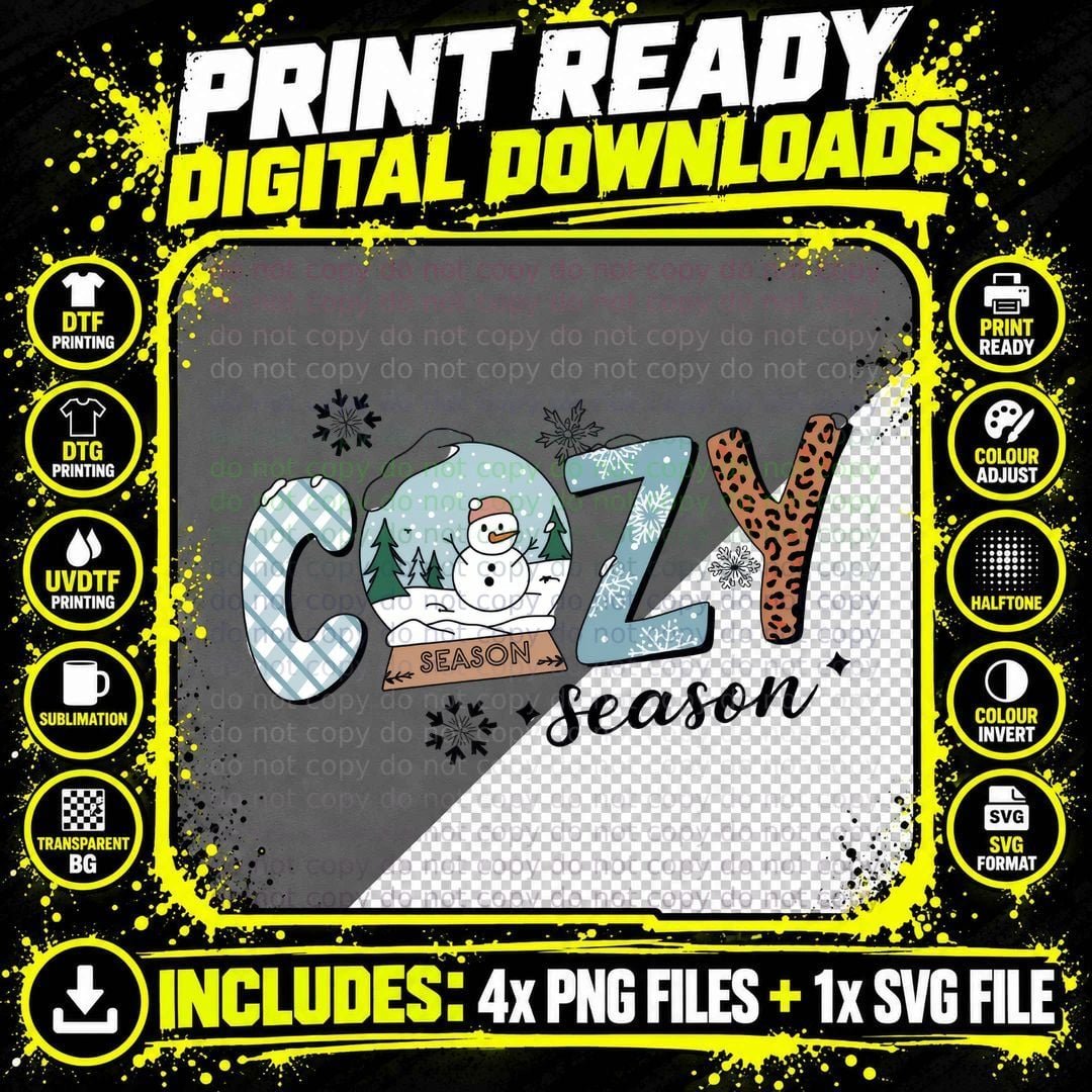 Cozy Season Winter T-Shirt, Winter Snow Globe with Png SVG Digital Bundle