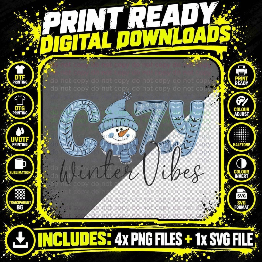 Cozy Winter Vibes Winter T-Shirt, Cozy Winter Snowman Png SVG Digital Bundle