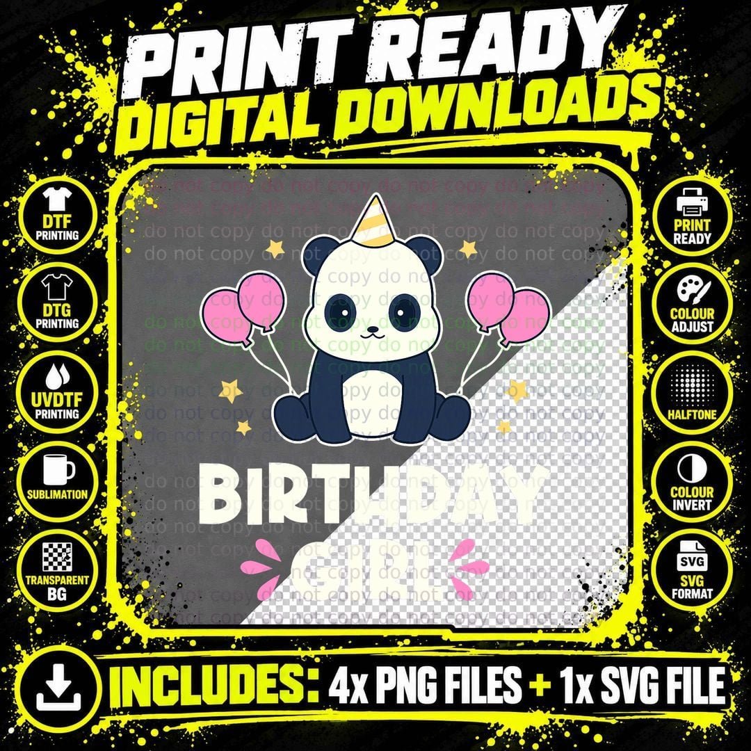 Cute Birthday Girl Kawaii Panda Graphic, Birthday Png SVG Digital Bundle
