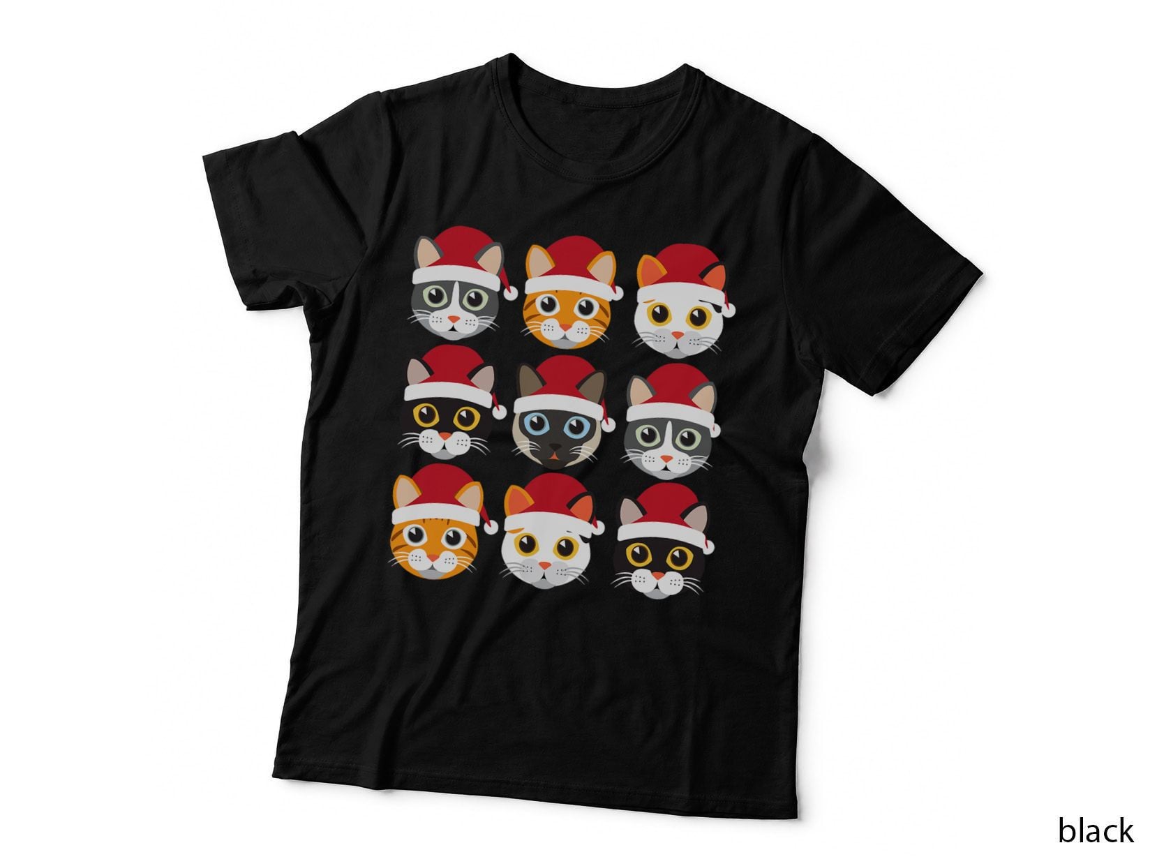 Cute Cat Christmas Santa Claus Gift Idea, Holiday Cat, Festive Pet T-Shirt