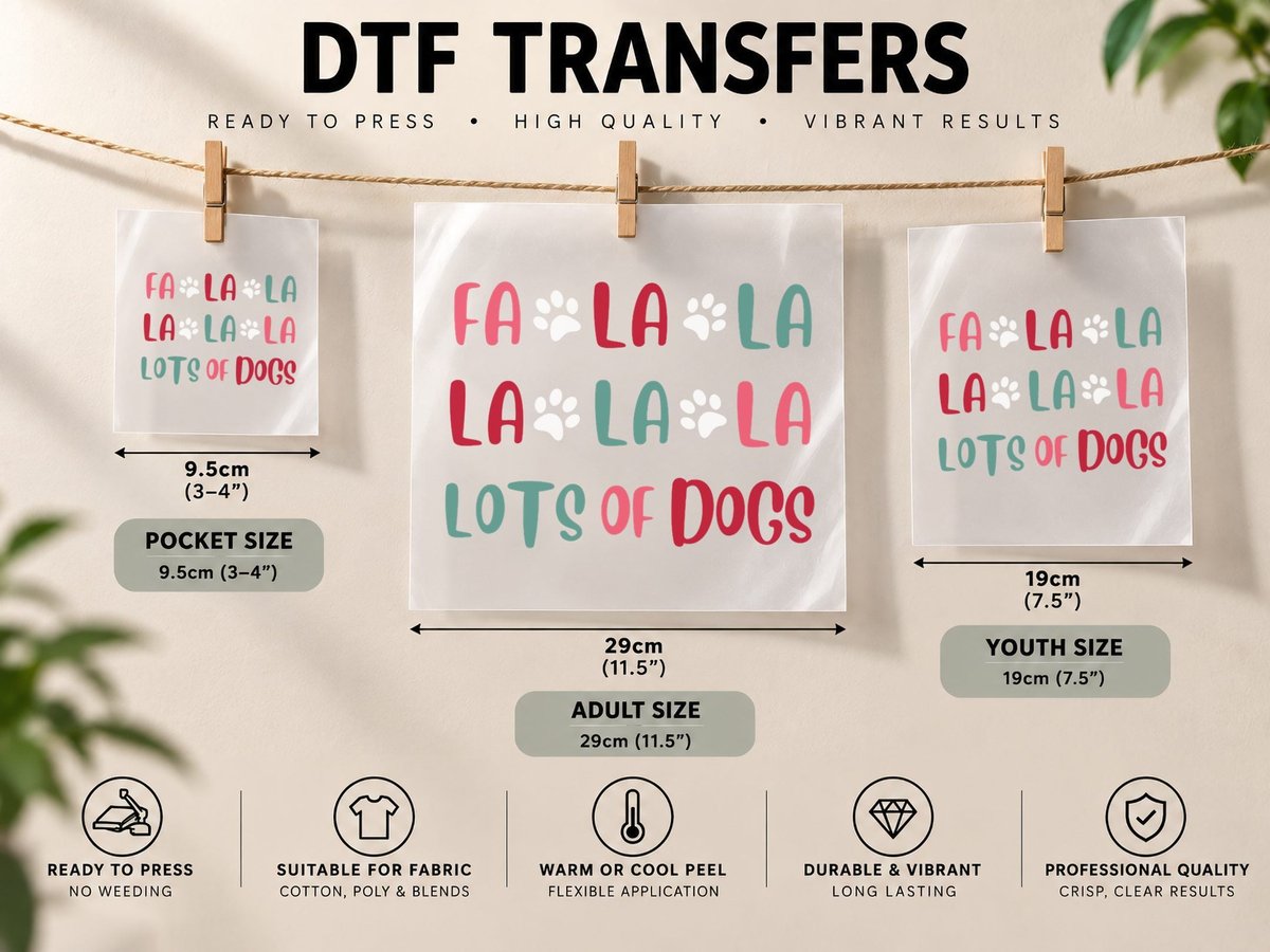 Cute Fa La La Lots of Dogs Christmas Dog Love Xmas Women DTF Transfer Iron On