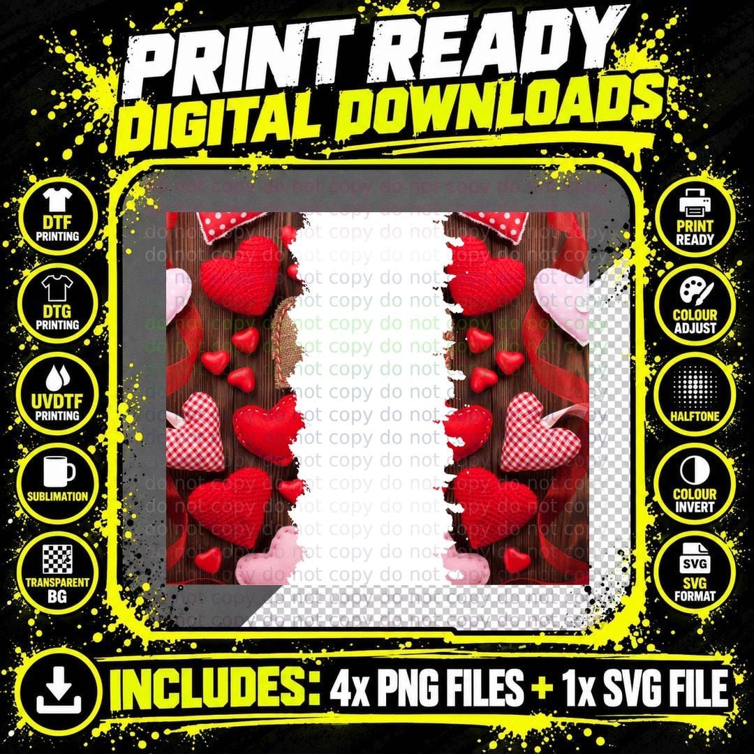 Cute Hearts Red Heart Fur Retro Christmas T-Shirt Png SVG Digital Bundle