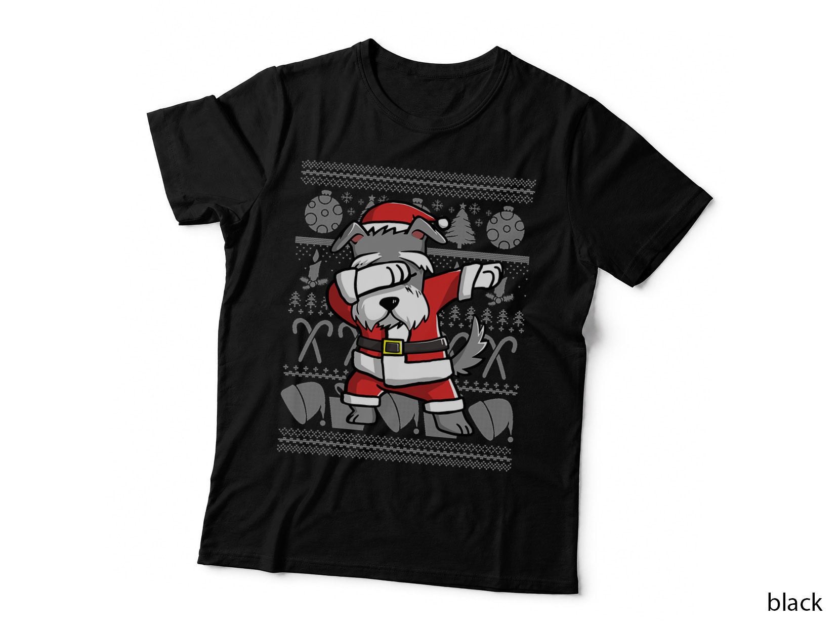 Dabbing Schnauzer Ugly Christmas Graphic, Funny Dog Holiday, Pet T-Shirt