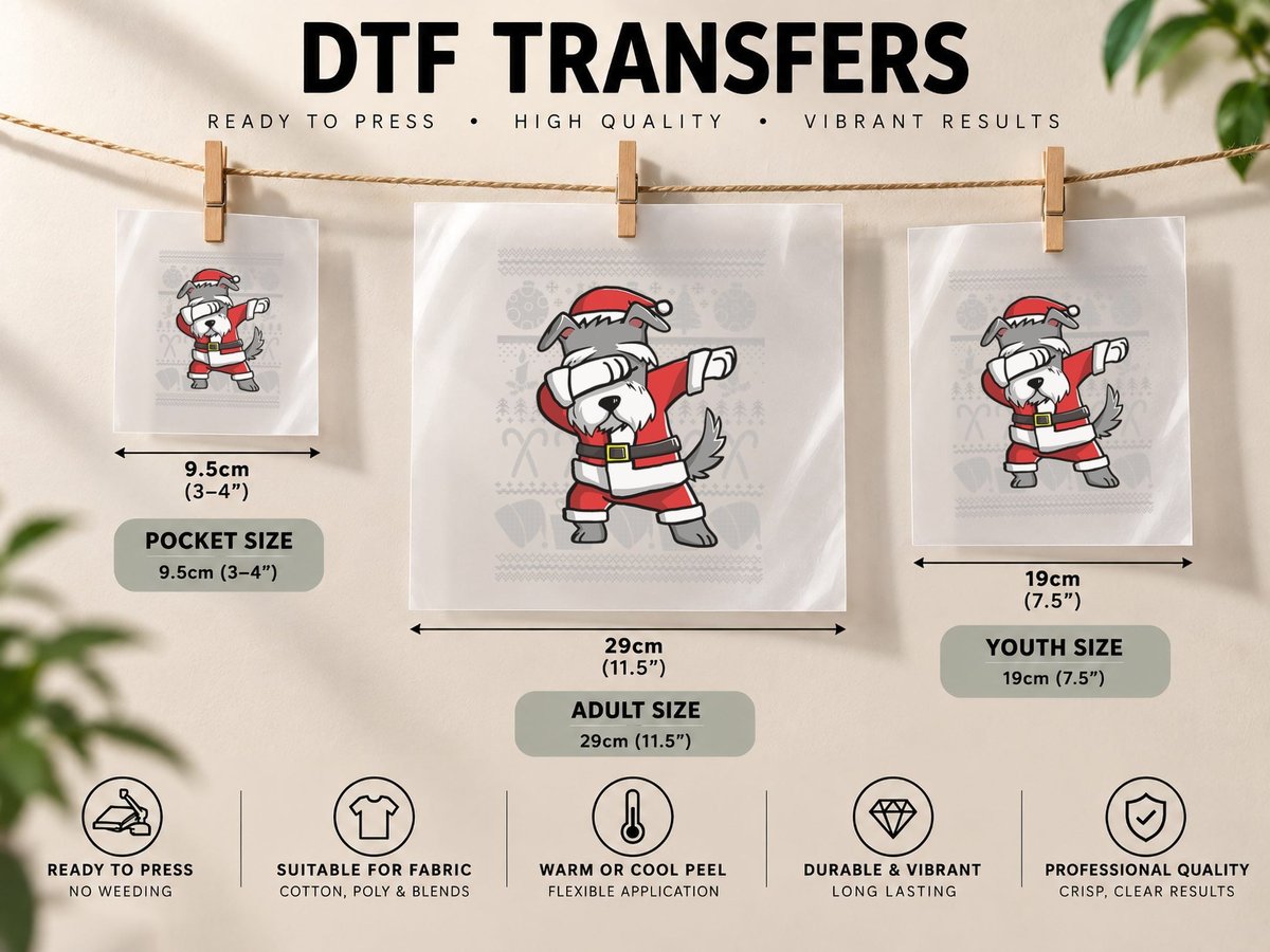 Dabbing Schnauzer Ugly Christmas Graphic DTF Transfer Iron On