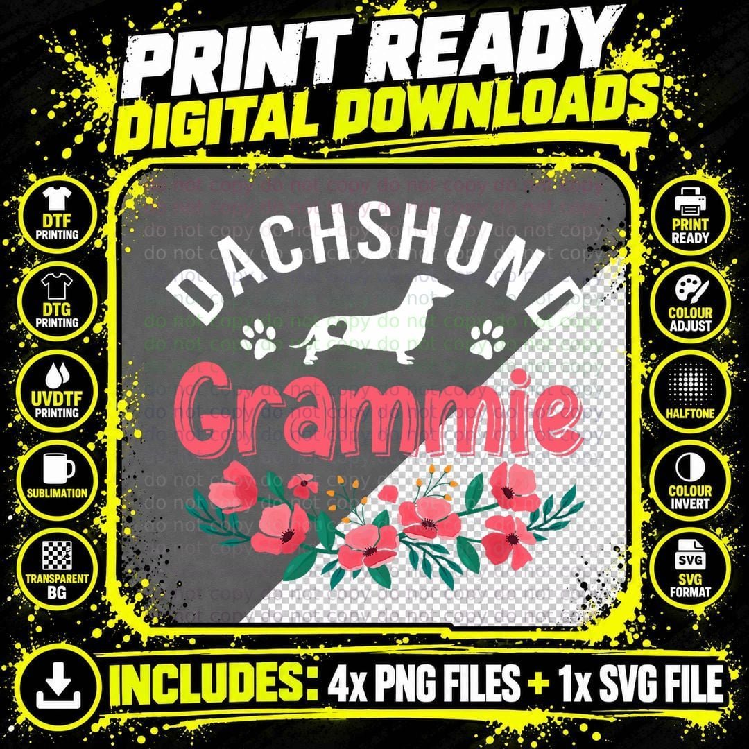 Dachshund Grammie Dog Gifts Women Grandma Dog Pet Png SVG Digital Bundle