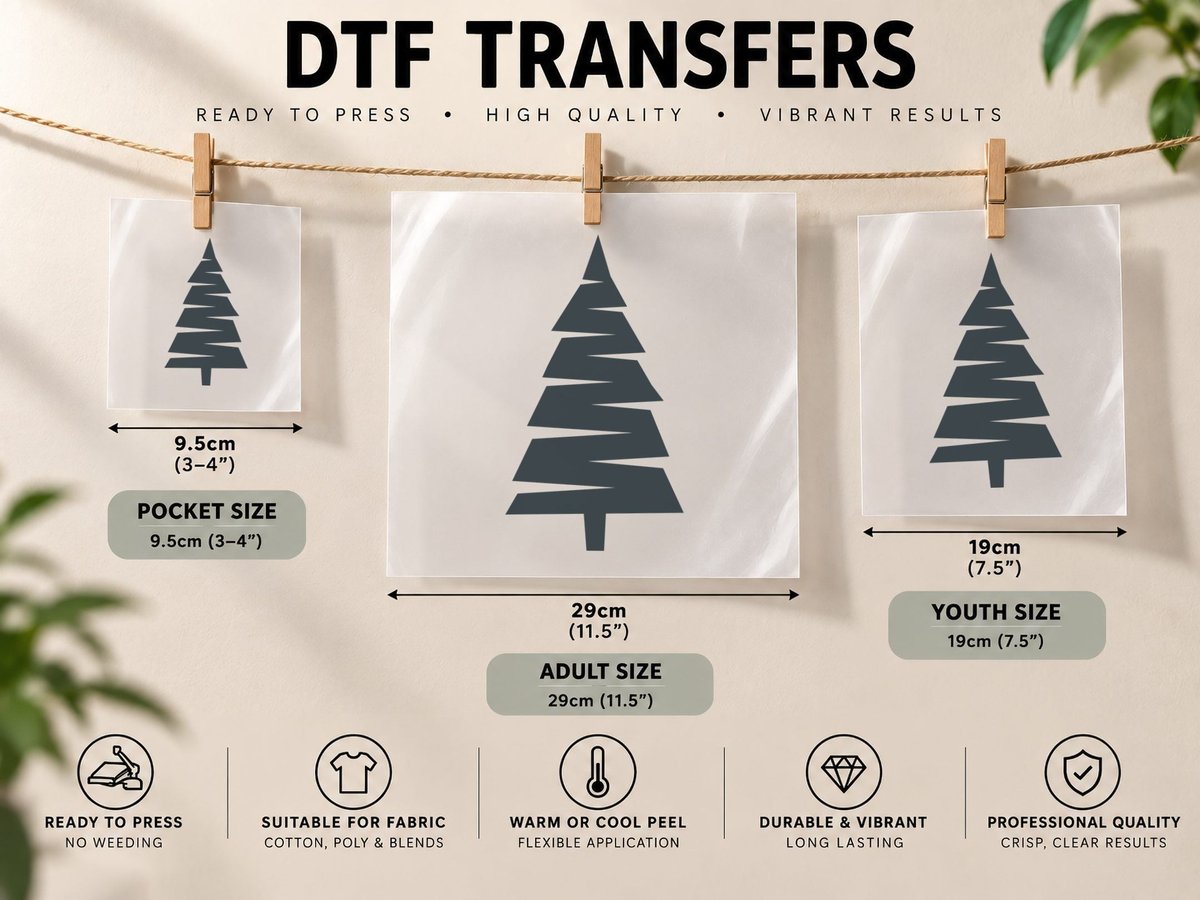 Dark Christmas Tree Silhouette Forest Design DTF Transfer Iron On