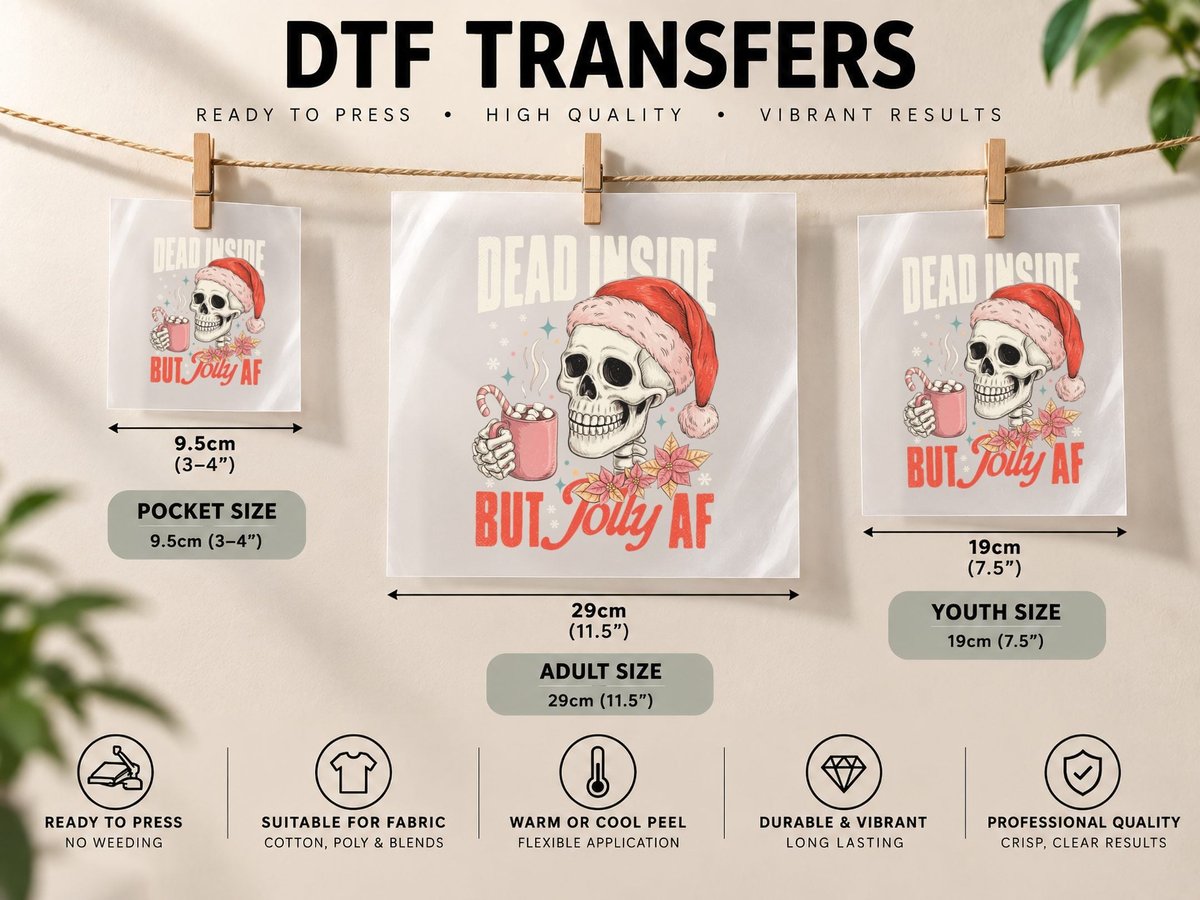 Dead Inside but Jolly AF Christmas, Funny Xmas, Xmas Humor DTF Transfer Iron On