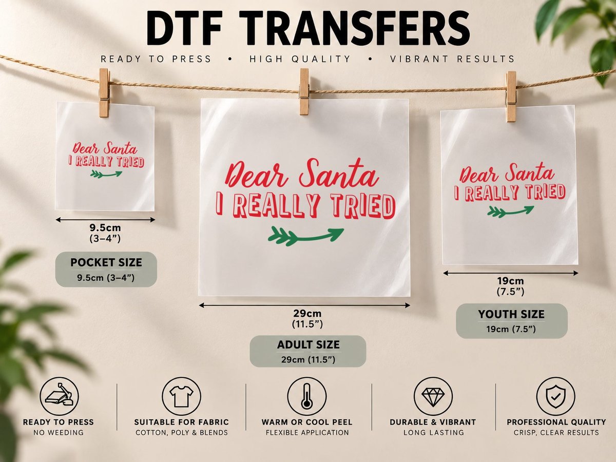 Dear Santa I Really Tried DTF Transfer Iron On