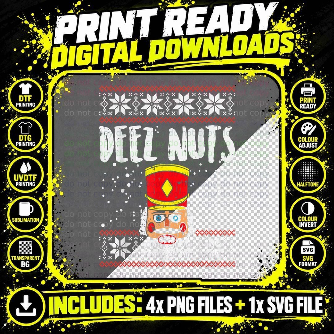 Deez Nuts Nutcracker Funny Ugly Christmas Meme Gift Png SVG Digital Bundle