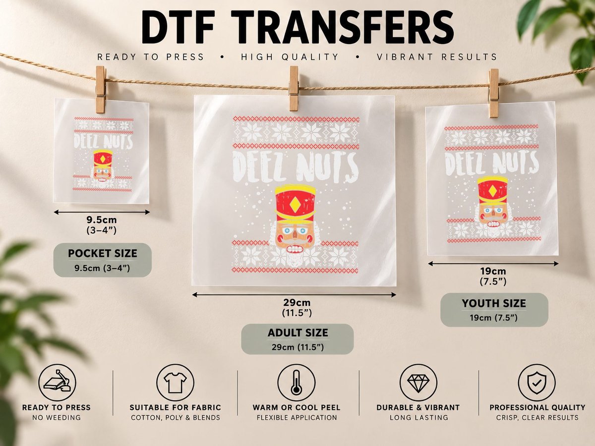 Deez Nuts Nutcracker Funny Ugly Christmas Meme Gift DTF Transfer Iron On