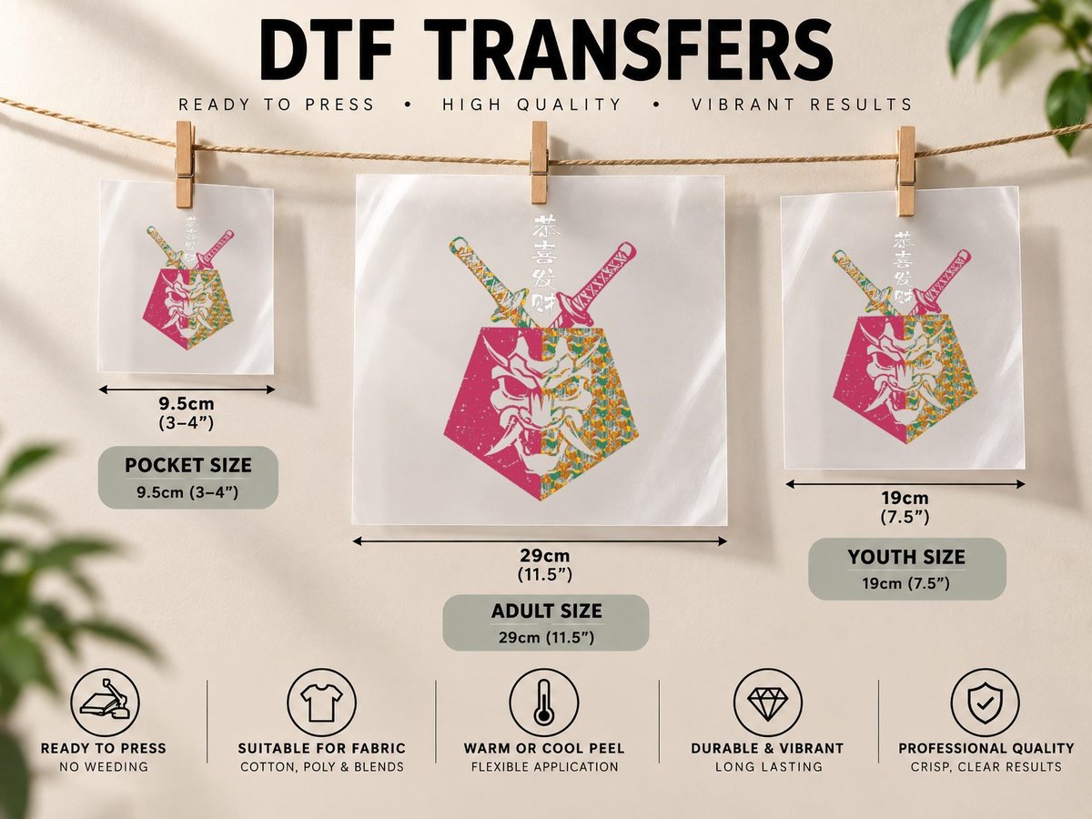 Demon Slayer Dragon Halftone Colorful Festive Ornament DTF Transfer Iron On