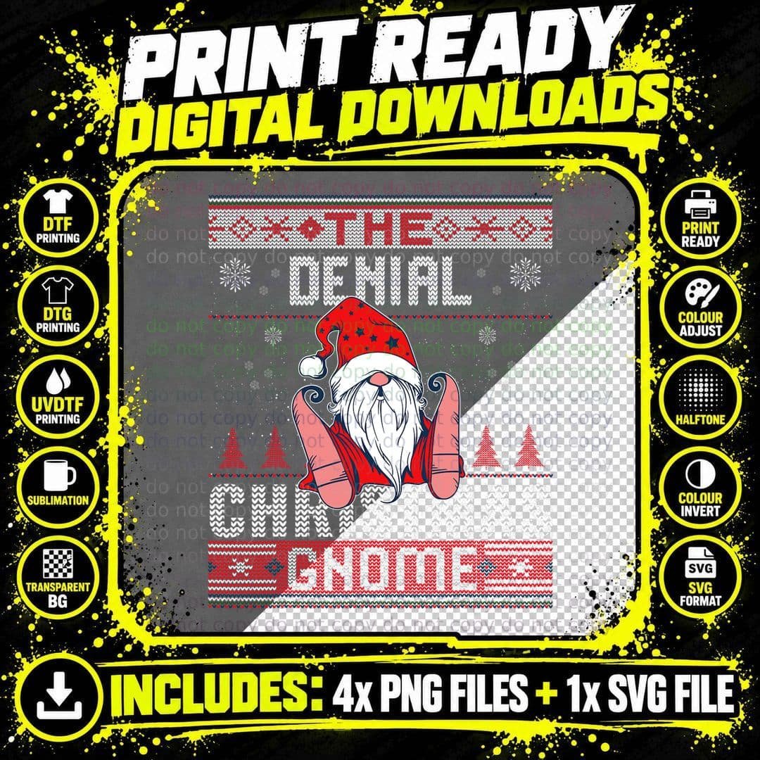 Denial Matching Group Christmas Gnome Ugly Png SVG Digital Bundle
