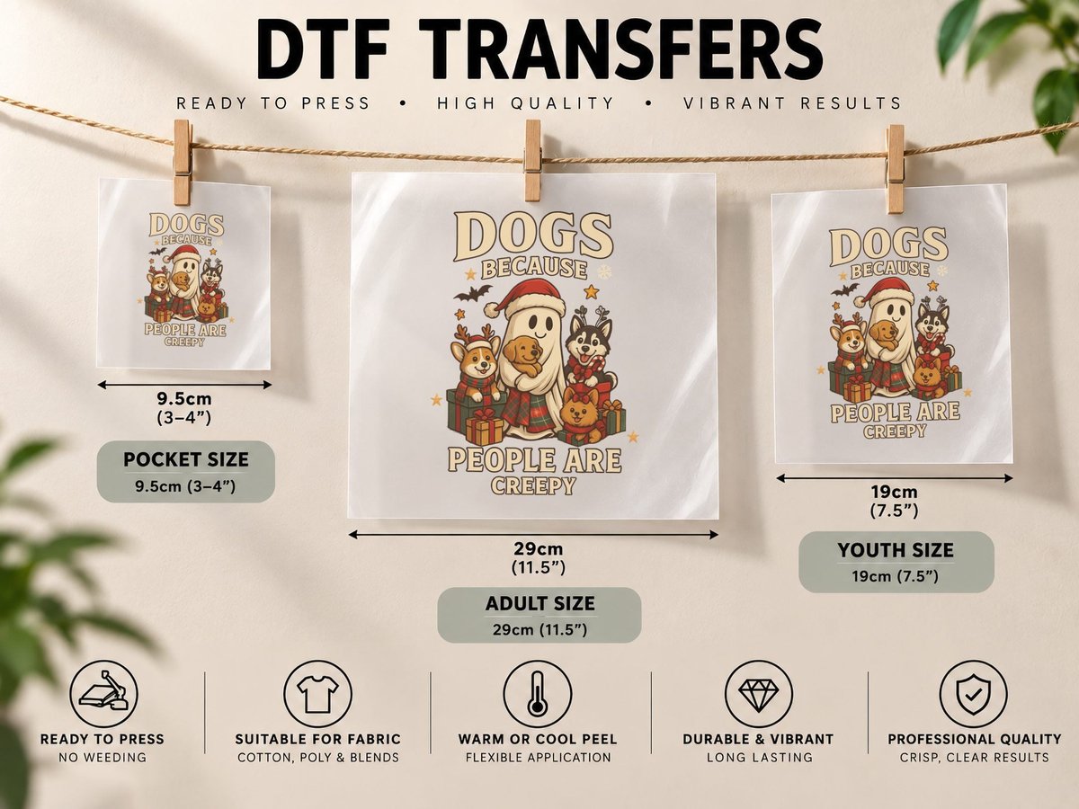 Dogs Because People Are Creepy Christmas, Funny Xmas DTF Transfer Iron On