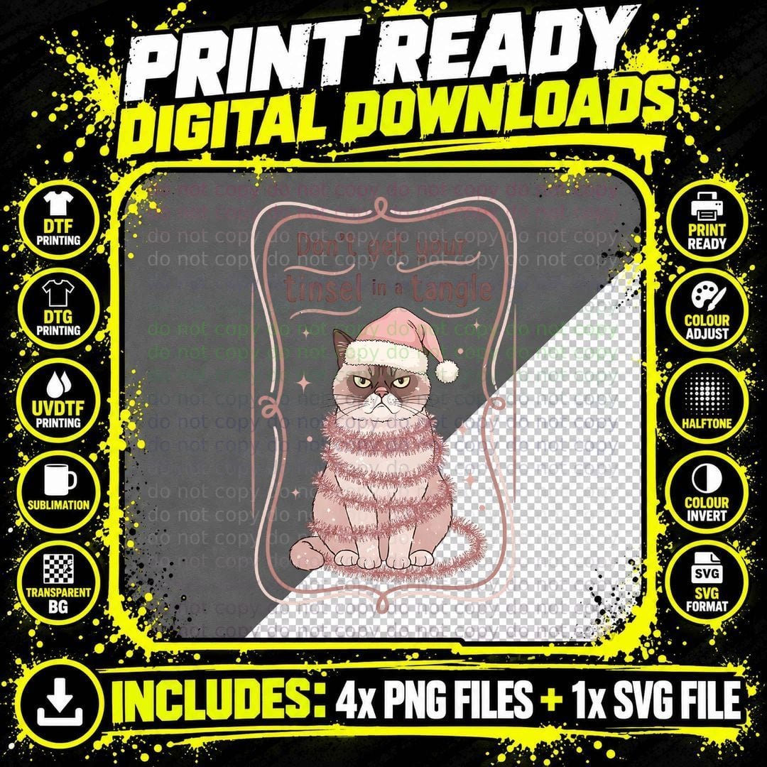 Don't Get Your Tinsel in a Tangle Heartbeat T-Shirt Png SVG Digital Bundle