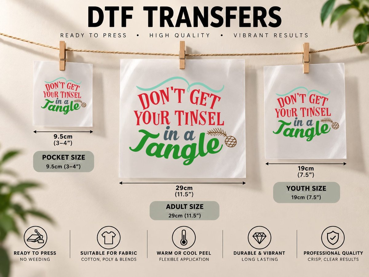 Don't Get Your Tinsel in a Tangle DTF Transfer Iron On