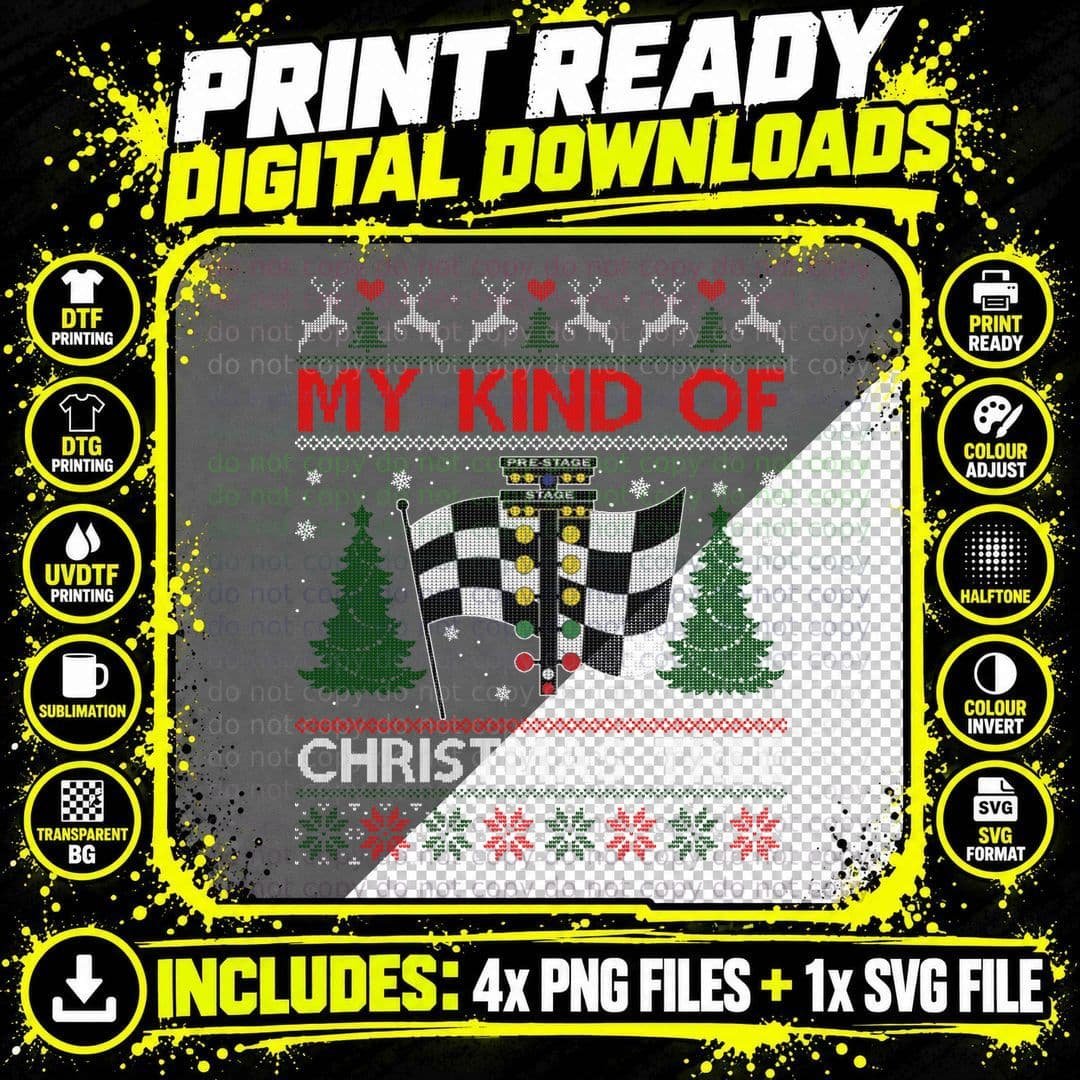 Drag Racers Racing Christmas Tree Ugly Xmas, Drag Race Png SVG Digital Bundle