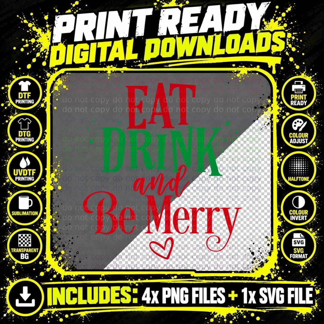 Eat Drink and Be Merry T-Shirt Png SVG Digital Bundle