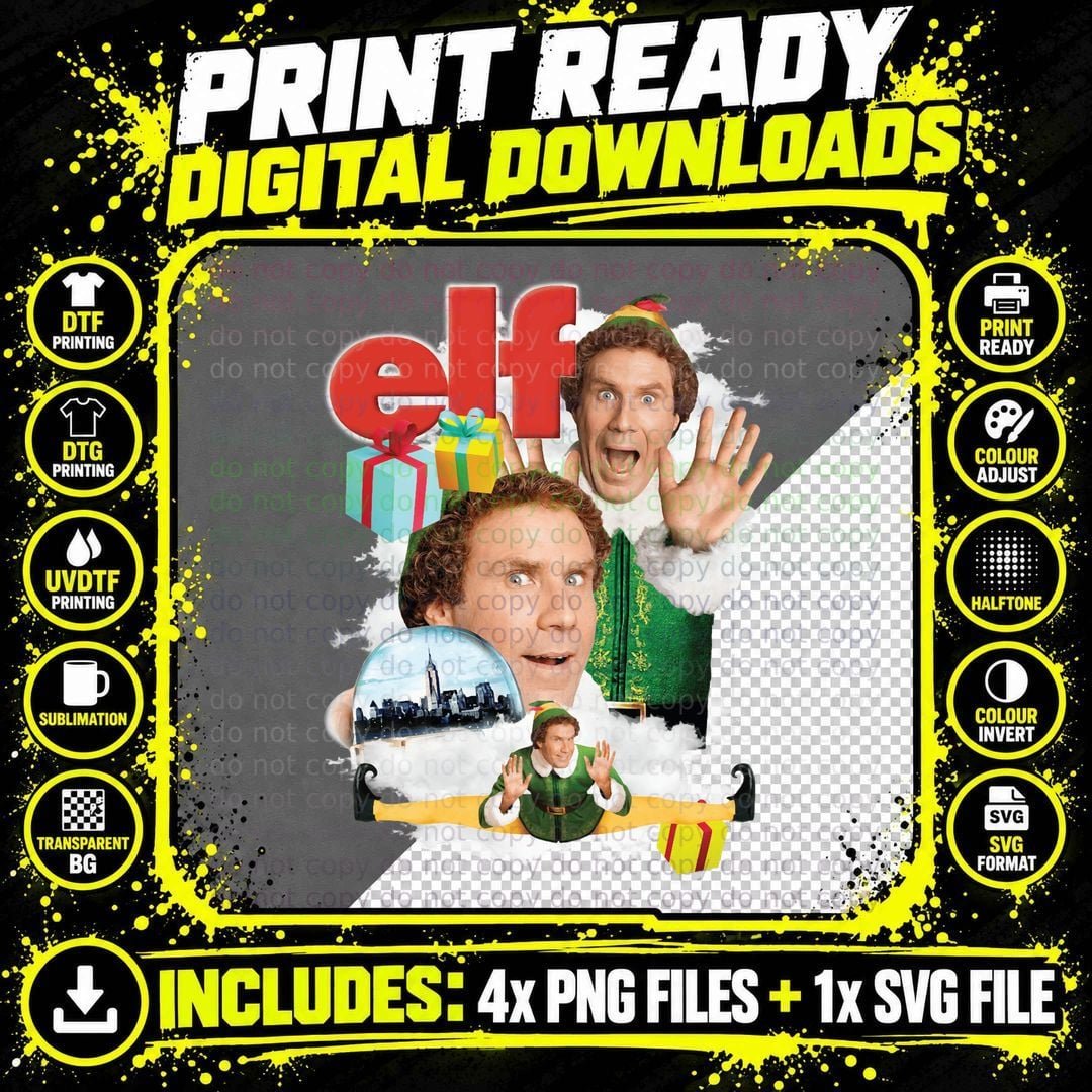 Elf Shirt, Will Ferral Shirt, Christmas Movie Collage Png SVG Digital Bundle